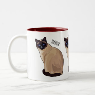 Siamese cat cartoon illustration Two-Tone coffee mug