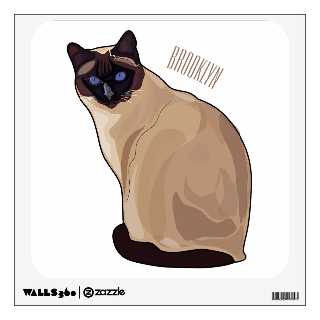 Siamese cat cartoon illustration  wall decal (Front)