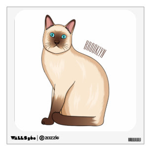 Siamese cat cartoon illustration wall decal