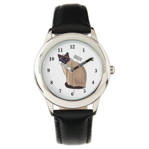 Siamese cat cartoon illustration watch