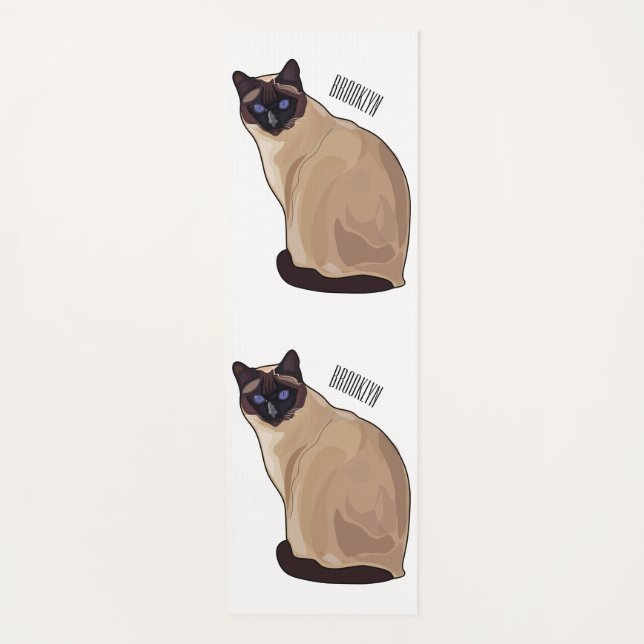 Siamese cat cartoon illustration  yoga mat (Front)