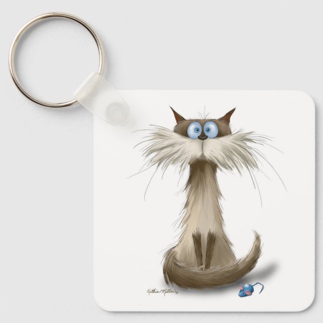 Siamese Cat Cartoon Keychain (Front)