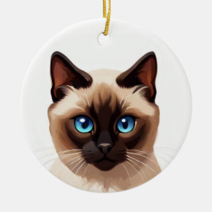 Siamese cat ceramic ornament