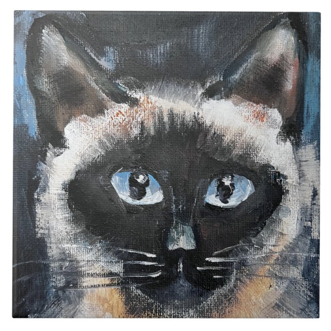 Siamese cat ceramic tile (Front)