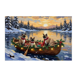 Siamese Cat Christmas Boat Holiday Acrylic Print