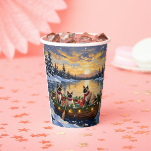 Siamese Cat Christmas Boat Holiday Paper Cups