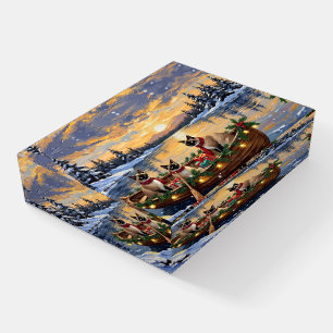 Siamese Cat Christmas Boat Holiday Paperweight