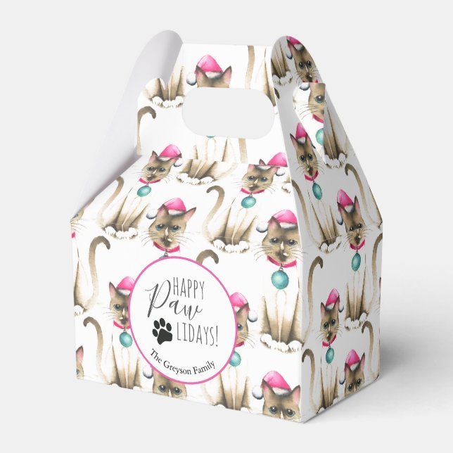 Siamese Cat Christmas Favor Box (Front Side)