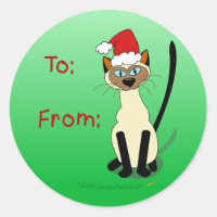 Siamese Cat Christmas Gift Tag Stickers
