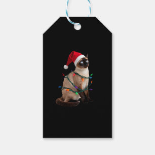 Siamese Cat Christmas Lights Xmas Cat Lover T-Shir Gift Tags