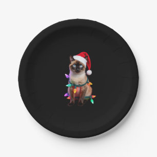 Siamese Cat Christmas Lights Xmas Cat Lover T-Shir Paper Plates