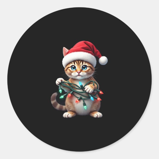 Siamese Cat Christmas V-Neck (2) Classic Round Sticker (Front)