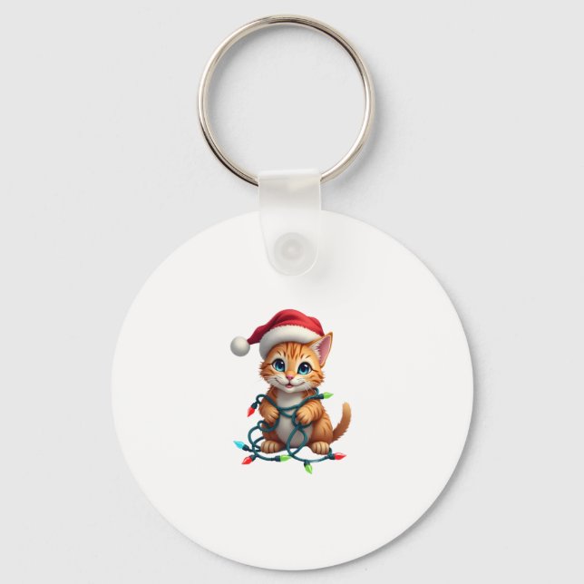 Siamese Cat Christmas V-Neck (3) Keychain (Front)