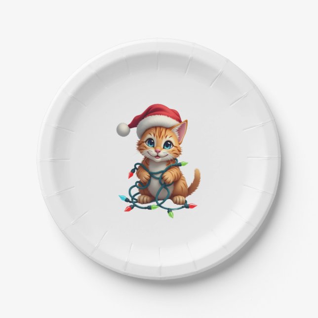 Siamese Cat Christmas V-Neck (3) Paper Plates (Front)