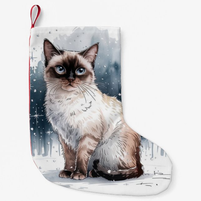 Siamese Cat Christmas Xmas Stocking (Front)