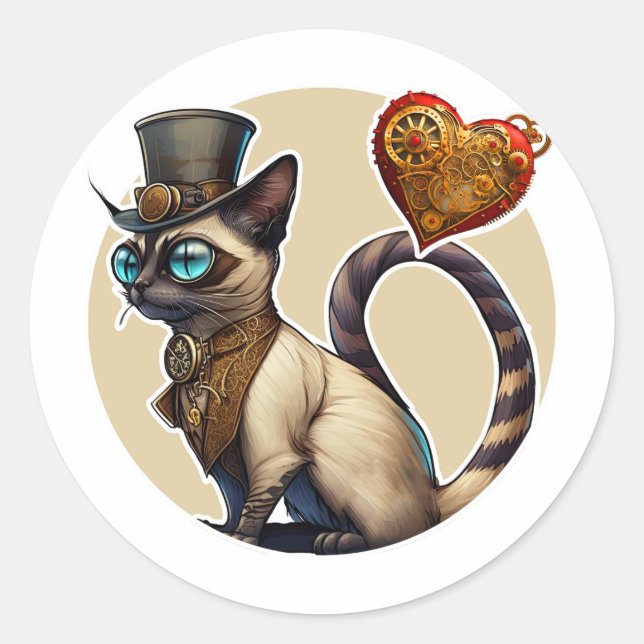 Siamese Cat Classic Round Sticker (Front)