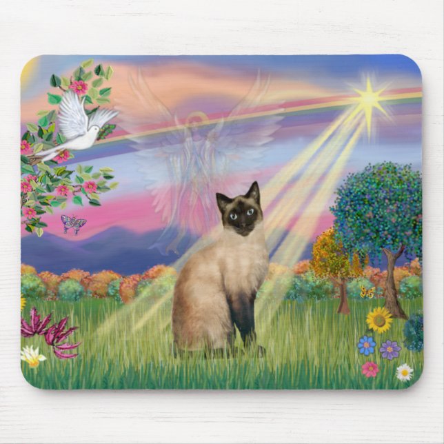 Siamese Cat - Cloud Angel Mouse Pad (Front)