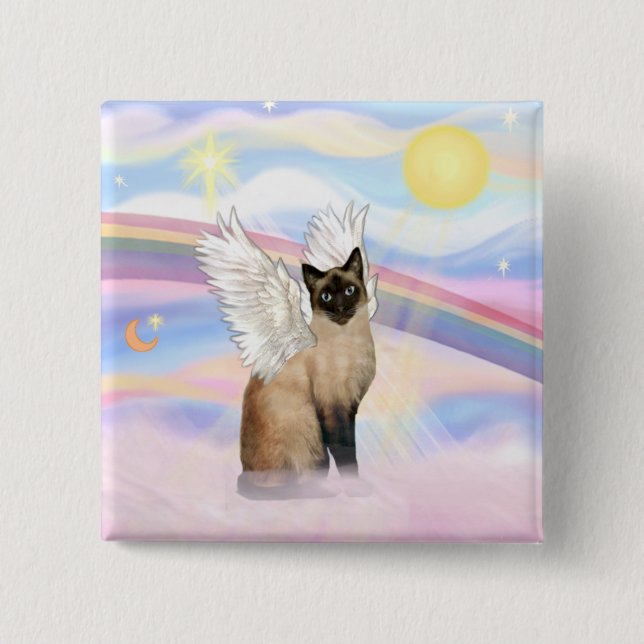 Siamese Cat - Clouds Pinback Button (Front)