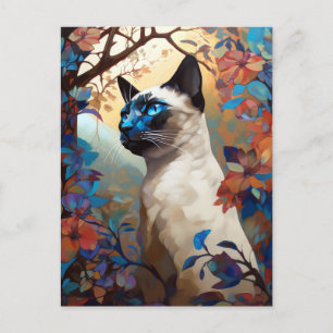 Siamese Cat Colorful Art Postcard