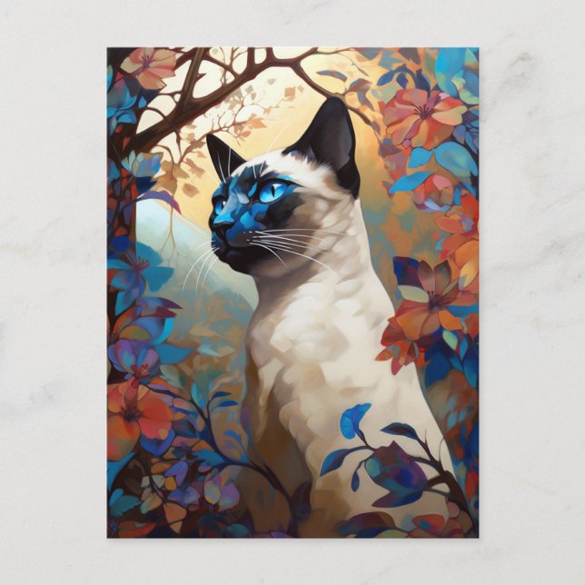 Siamese Cat Colorful Art Postcard (Front)