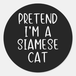 Siamese Cat Costume Halloween Lazy Easy  Classic Round Sticker