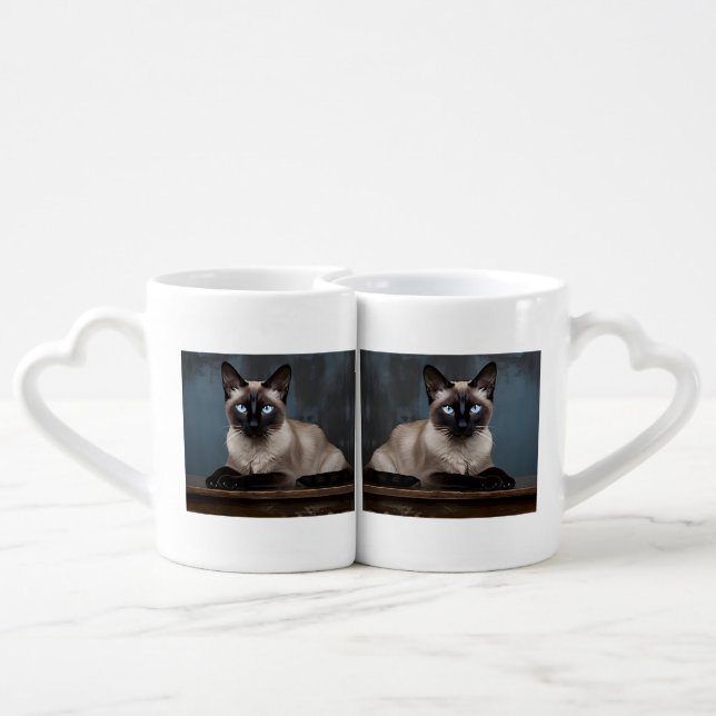 Siamese Cat Couples Mugs (Back Nesting)
