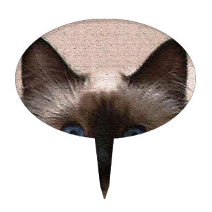 siamese cat crackle old aged cracked Hi Hello Cake Topper