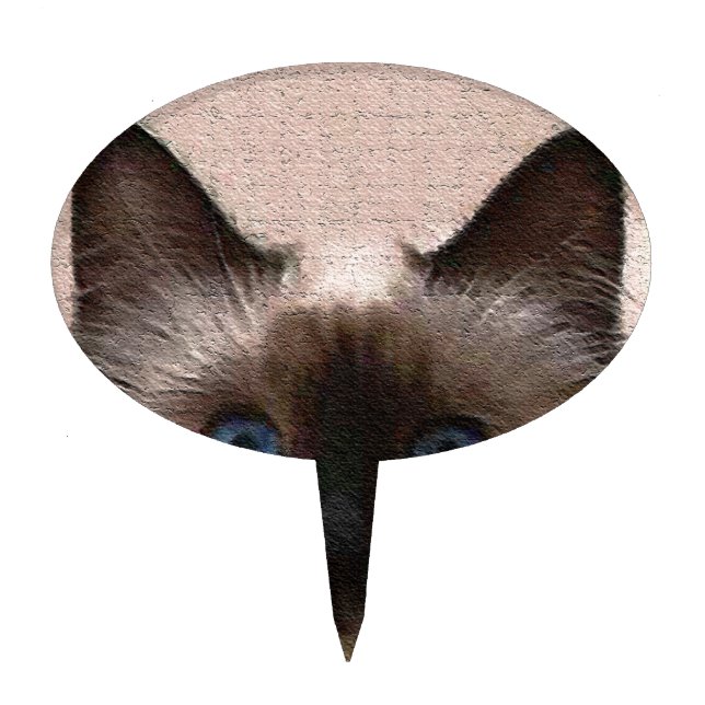 siamese cat crackle old aged cracked Hi Hello Cake Topper (Front)