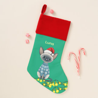 Siamese Cat Custom Pet Christmas Stocking