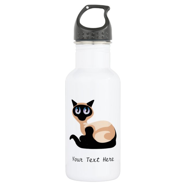 Siamese Cat (Customizable) Stainless Steel Water Bottle (Front)