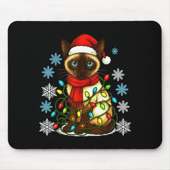Siamese Cat Cute Cat Lover Cat Xmas Holiday Santa  Mouse Pad (Front)