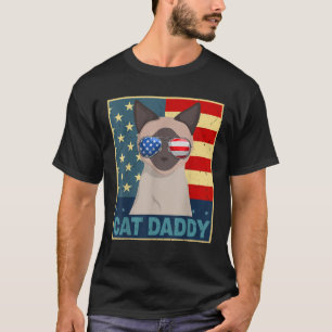 Siamese Cat Dad Daddy Patriotic Father Day Funny C T-Shirt