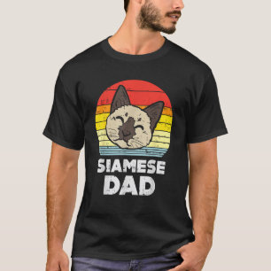 Siamese Cat Dad Sunset Retro Pet Lover Owner Daddy T-Shirt