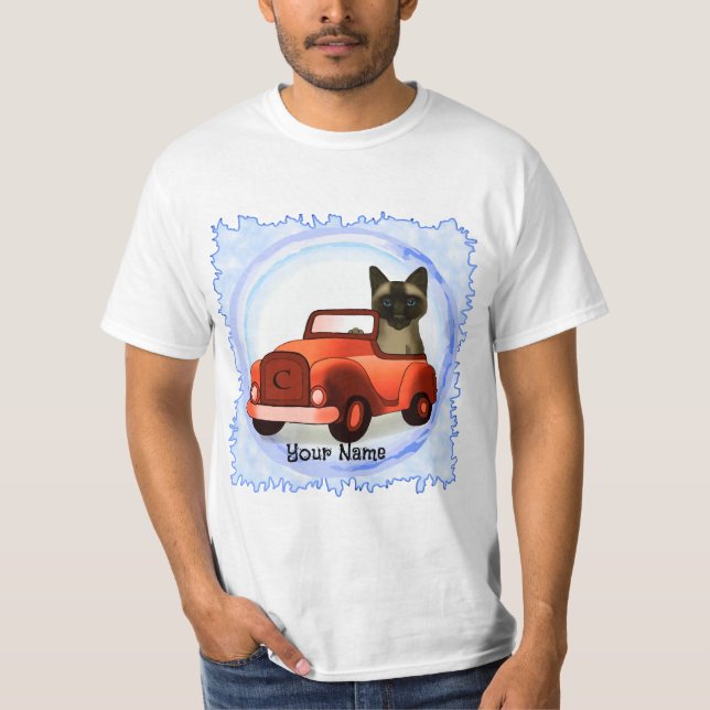 Siamese Cat Driving Car  T-Shirt (Front)