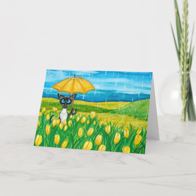 Siamese Cat Easter Spring Blank Greeting Card (Front)