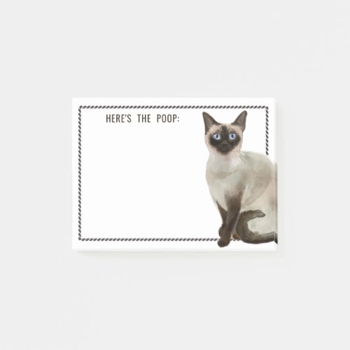 Siamese Cat  Editable Text Heres The Poop Post_it Notes