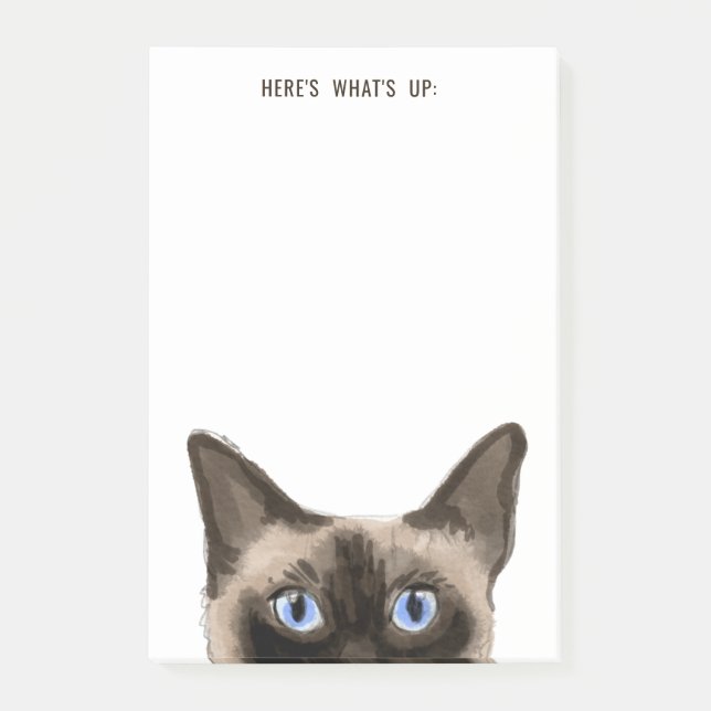 Siamese Cat | Editable Text | Here's What's Up Post-it Notes (Front)