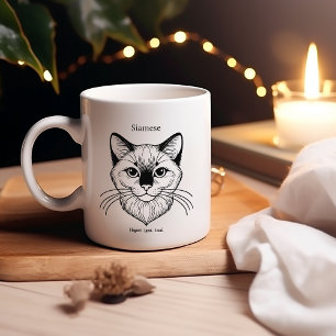 Siamese Cat – Elegant. Loyal. Loud. Two-Tone Coffee Mug