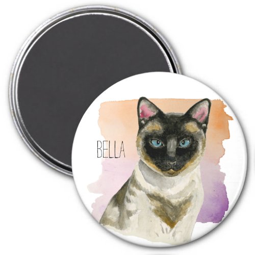 Siamese Cat Elegant Watercolor Painting Magnet