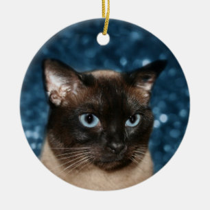 Siamese cat face ceramic ornament