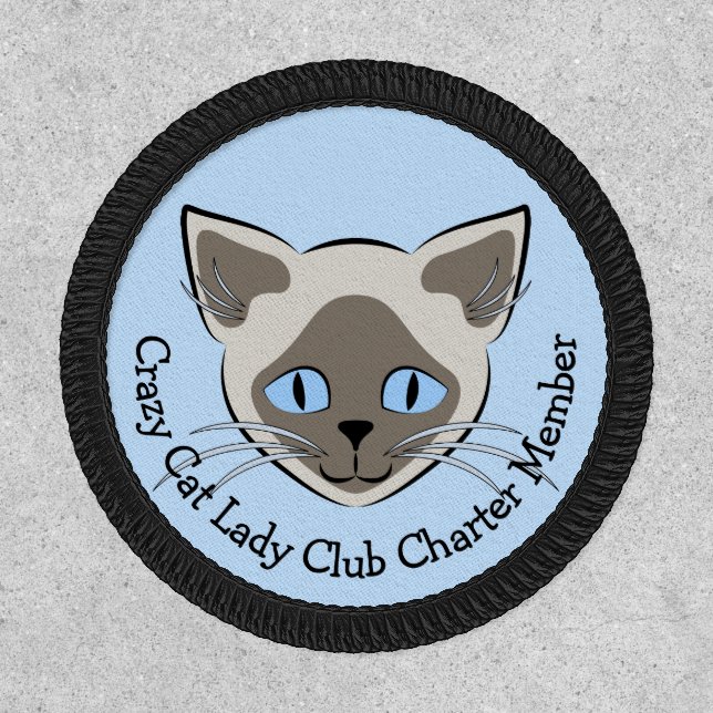 Siamese Cat Face with Blue Eyes Graphic Patch (Front)