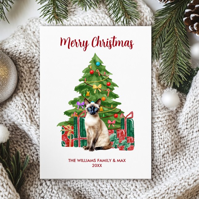 Siamese Cat Family Christmas Holiday Card (Creator Uploaded)