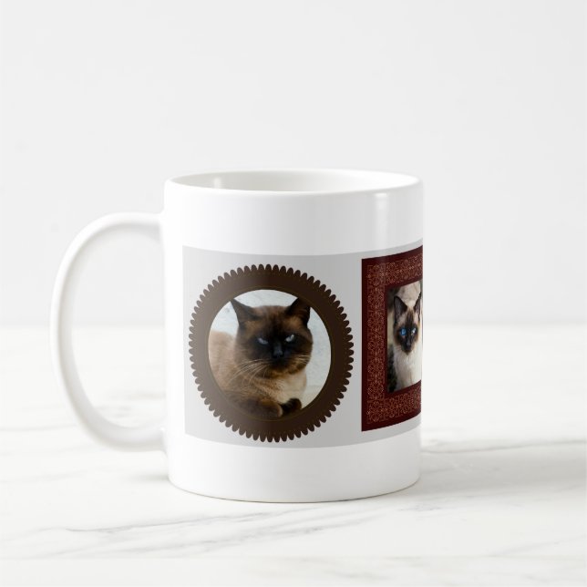 Siamese cat family frame photo gift  coffee mug (Left)