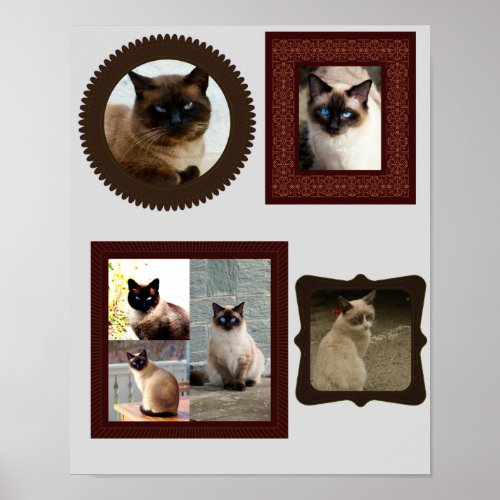 Siamese cat family frame photo gift poster