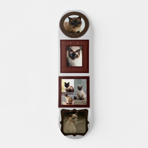 Siamese cat family frame photo gift skateboard