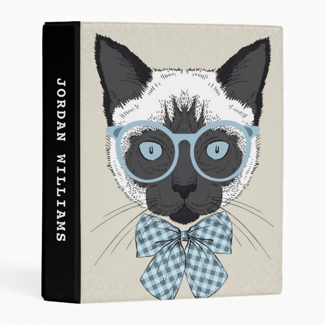 Siamese Cat Fashion Smart | Add Your Name Mini Binder (Front/Spine)