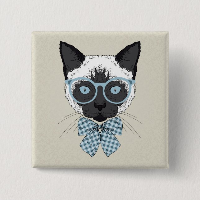 Siamese Cat Fashion Smart Button (Front)
