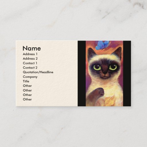 Customizable Siamese Cat Feline Butterfly Art - Multi Business Card