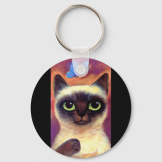 Siamese Cat Feline Butterfly Art - Multi Keychain