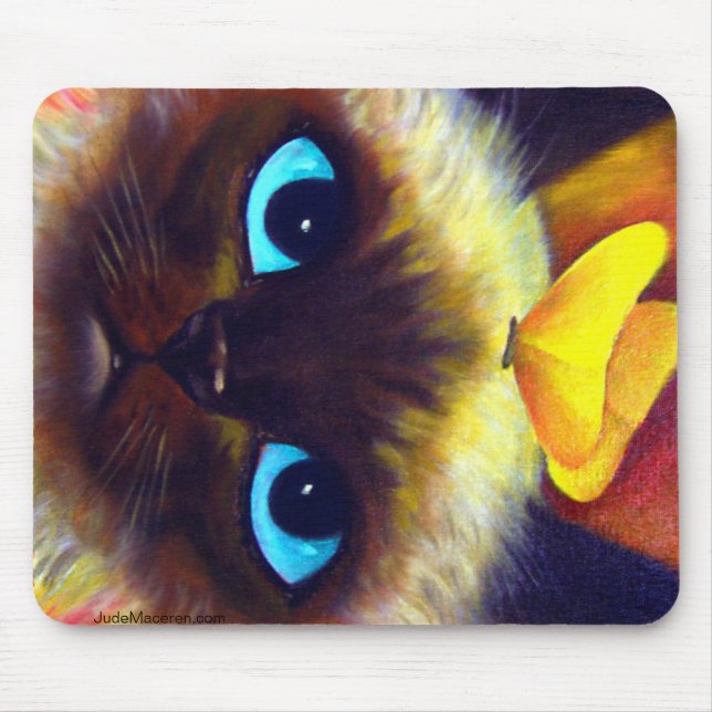 Siamese Cat Feline Painting - Mousepad (Front)